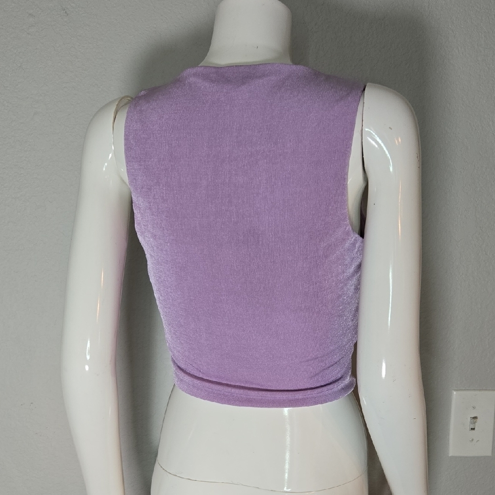 Naked Wardrobe Lilac Ruched V-Neck Crop Top - Picture 5 of 5